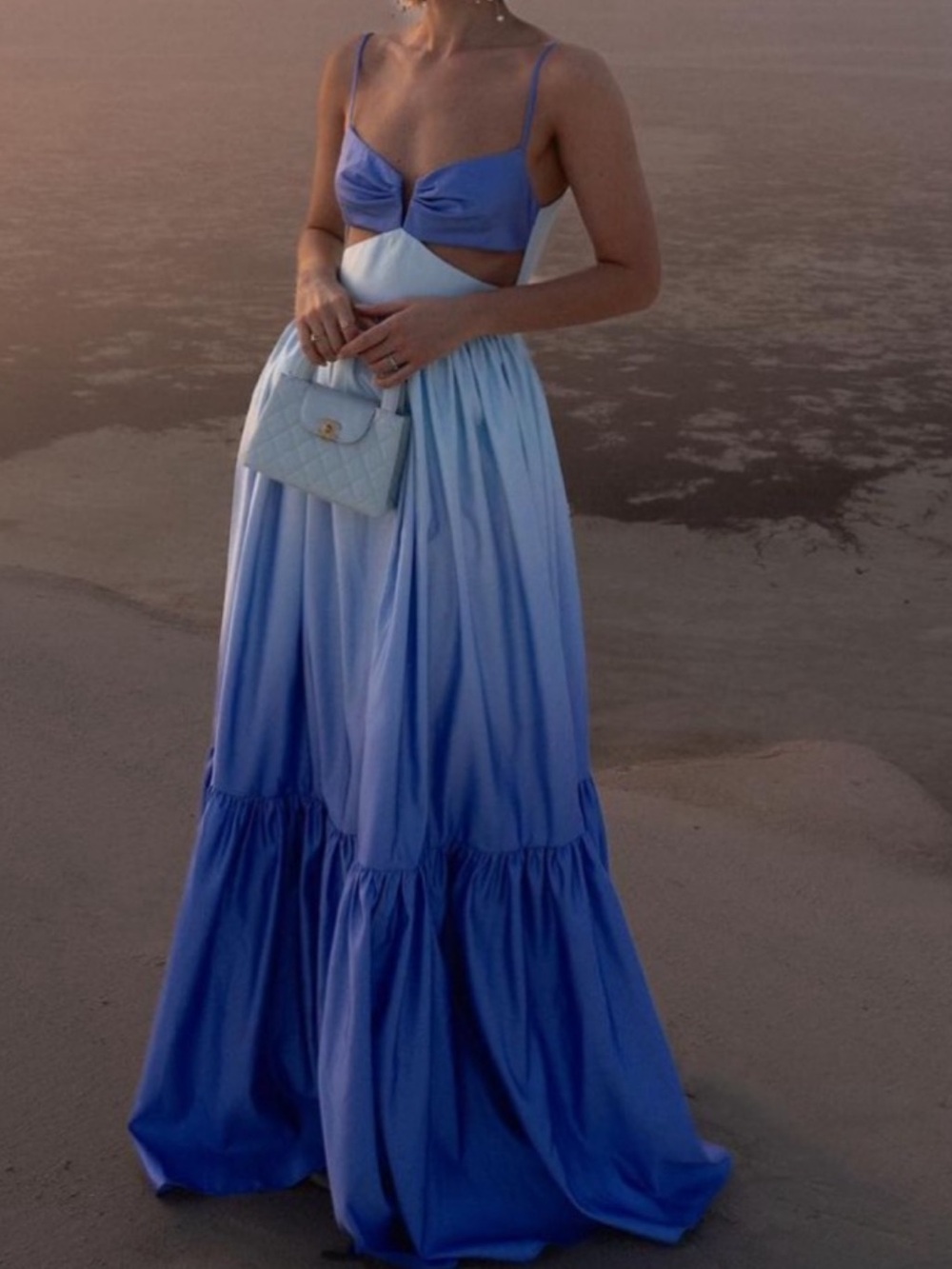 Iconic Sau Lee Elegant Ombre Maxi Dress in Light Blue - Picture 2 of 5